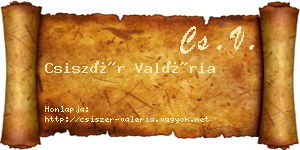 Csiszér Valéria névjegykártya